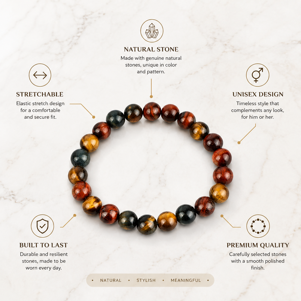 Multi Tiger Eye Crystal Bracelet 4