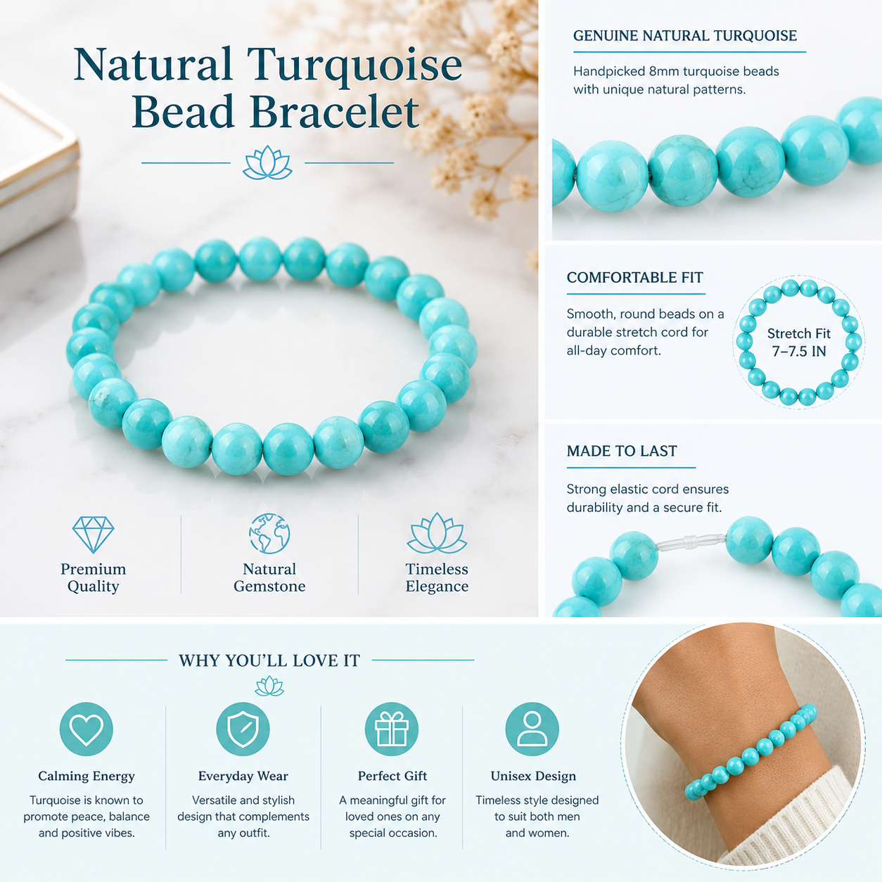 Turquoise (Feroza) Crystal Bracelet 2