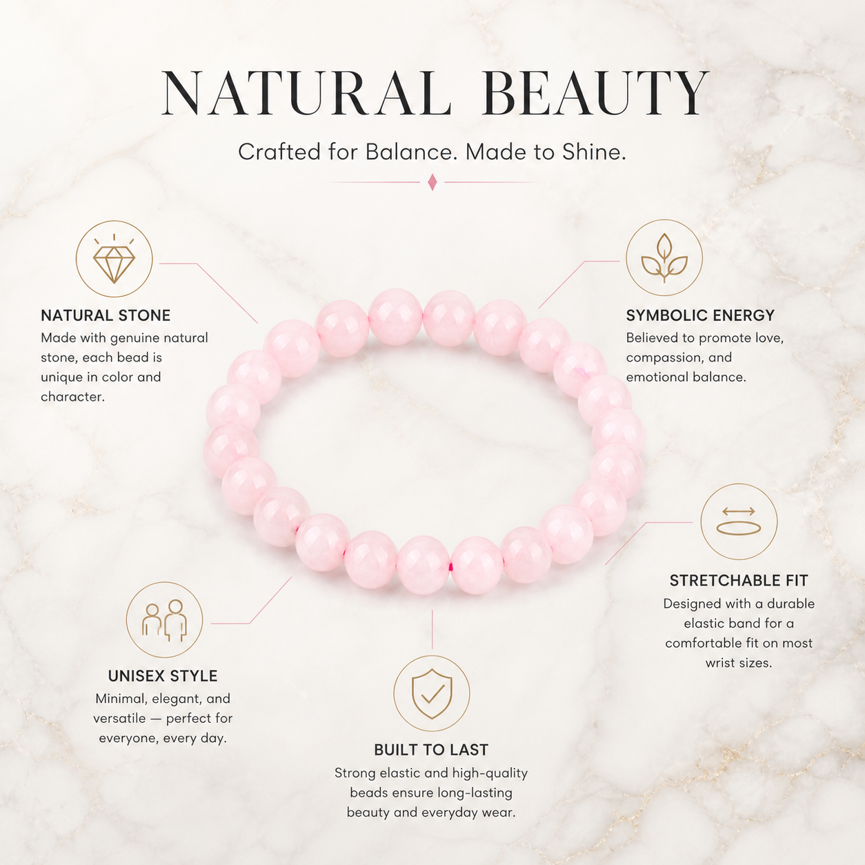 Rose Quartz Crystal Bracelet 2